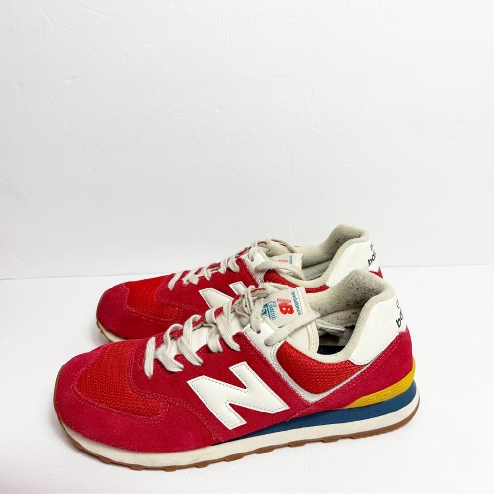 NEW BALANCE RED AND WHITE MEN CLASSIC 574 COMFORT SNEAKERS SIZE 10.5 - Picture 5 of 8